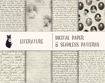 hand writing paper for sale Literature - Hand written & printed text, Instant download digital paper, seamless pattern, scrapbooking supply, background, commercial use