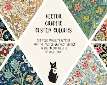 Colores personalizados para su patrón sin costuras favorito: gráfico vectorial EPS + SVG + AI, arte antiguo, ilustraciones de William Morris