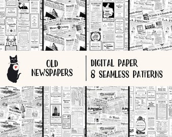 Old newspapers - Seamless digital paper, instant download, scrapbooking supply, printable