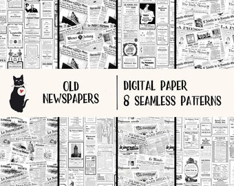 Old newspapers - Seamless digital paper, instant download, scrapbooking supply, printable, commercial use