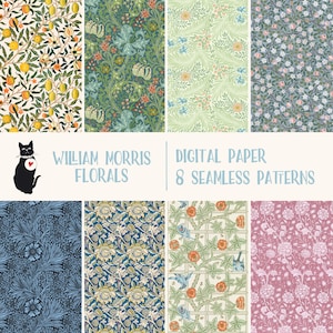 William Morris Florals - Papel digital sin costuras, patrón vintage sin costuras, descarga instantánea, scrapbooking, fondo