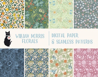 William Morris Florals - Seamless digital paper, vintage seamless pattern, instant download, scrapbooking, background