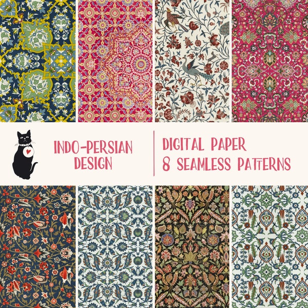 Indo-Persian Design - Seamless digital paper, Indian seamless pattern, Persian art, instant download, scrapbooking, commercial use