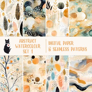 Abstraktes Aquarell Muster Set 1 - Sofortiger Download, digitales Papier, nahtlose Muster, druckbare Kunst, modernes und abstraktes Muster