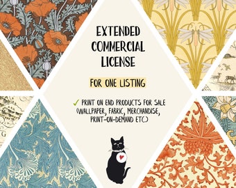 Extended Commercial License For One Listing - print my patterns on end products for sale (fabric, wallpaper, POD, merchandise etc.)