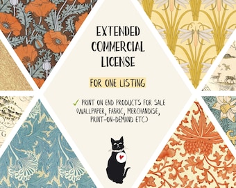 Extended Commercial License For One Listing - print my patterns on end products for sale (fabric, wallpaper, POD, merchandise etc.)