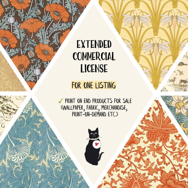 Extended Commercial License For One Listing - print my patterns on end products for sale (fabric, wallpaper, POD, merchandise etc.)