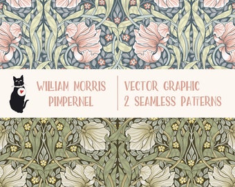 Pimpernel by William Morris - Vector Graphic EPS + SVG + AI, seamless pattern tile for instant download, vintage, commercial use