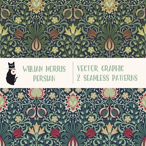 Persian by William Morris - Vector Graphic EPS + SVG + AI, seamless pattern tile for instant download, vintage digital paper