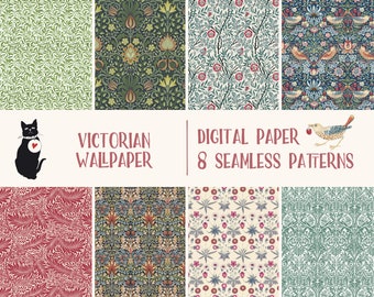 Victorian Wallpaper - Instant download digital paper, vintage, seamless pattern, scrapbooking, background, printable, commercial use