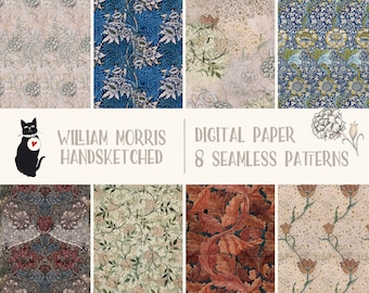 Handsketched William Morris Art - Seamless patterns, instant download printable paper, art nouveau
