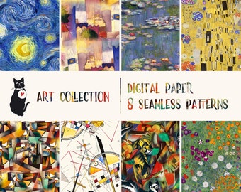 Famous Artists - Instant download digital paper, seamless patterns, scrapbooking supply, printable