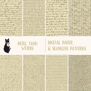 Handgeschreven en gedrukte tekst - Directe download digitaal papier, naadloos patroon, scrapbooking aanbod, achtergrond, afdrukbaar