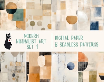 Arte minimalista moderno: patrones sin costuras estilo wabi-sabi, arte mural abstracto, papel digital, patrones japandi