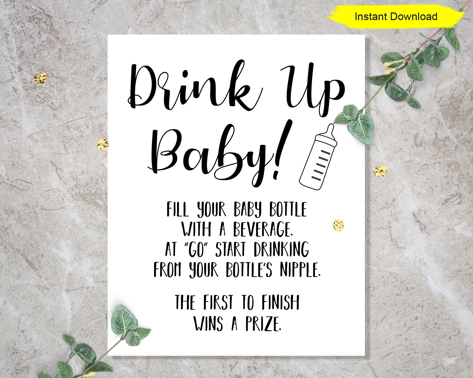 Bottle Chug Baby Shower Game INSTANT DOWNLOAD Printable Etsy