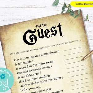 Find The Guest Game INSTANT DOWNLOAD printable digital baby shower antique gothic wizard corjl editable image 2