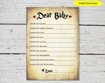 Antique Dear Baby Baby Shower Game - INSTANT DOWNLOAD - couples party sprinkle party printable digital wizard halloween