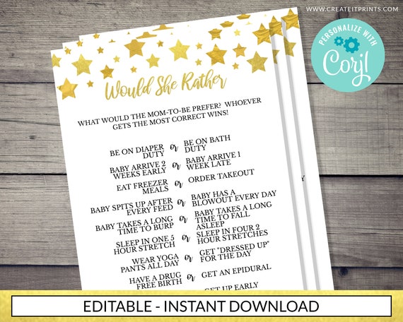 INSTANT DOWNLOAD Twinkle Little Star Baby Shower Bingo game printable digital gold stars sprinkle party co ed shower couples