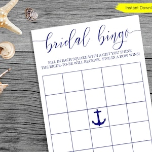 Nautical Bridal Bingo Game INSTANT DOWNLOAD Bridal Shower | Etsy
