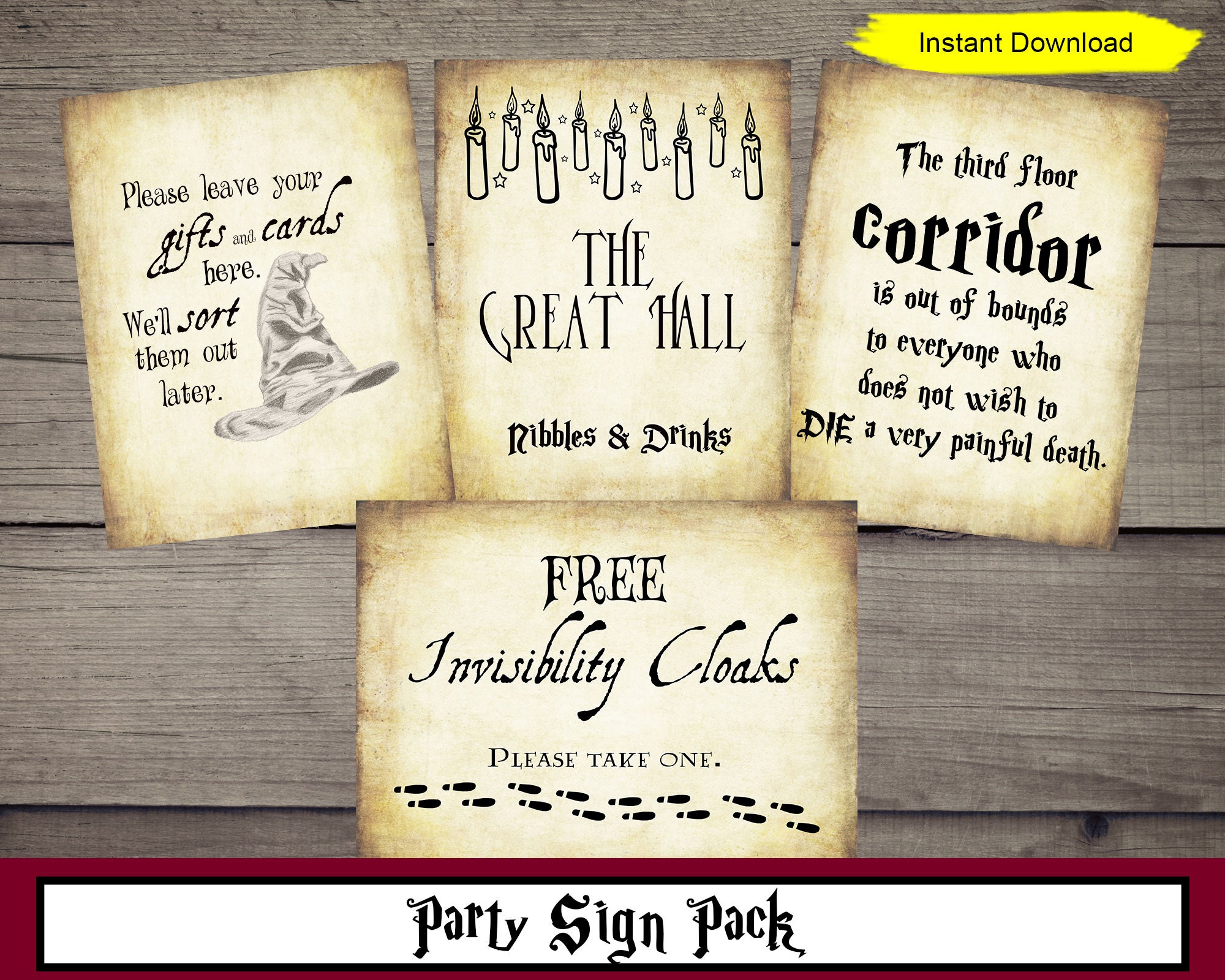 Party Signs Pack - INSTANT DOWNLOAD - Printable Digital Wizard Harry Halloween Antique Birthday Party Decor Decorations Pottery Bundle - Etsy party-signs-pack-instant-download-printable-digital-wizard-harry-halloween-antique-birthday-party-decor-decorations-pottery-bundle-etsy