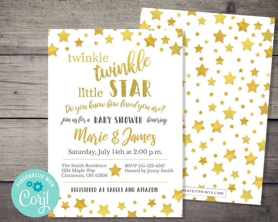 custom twinkle little star invitations