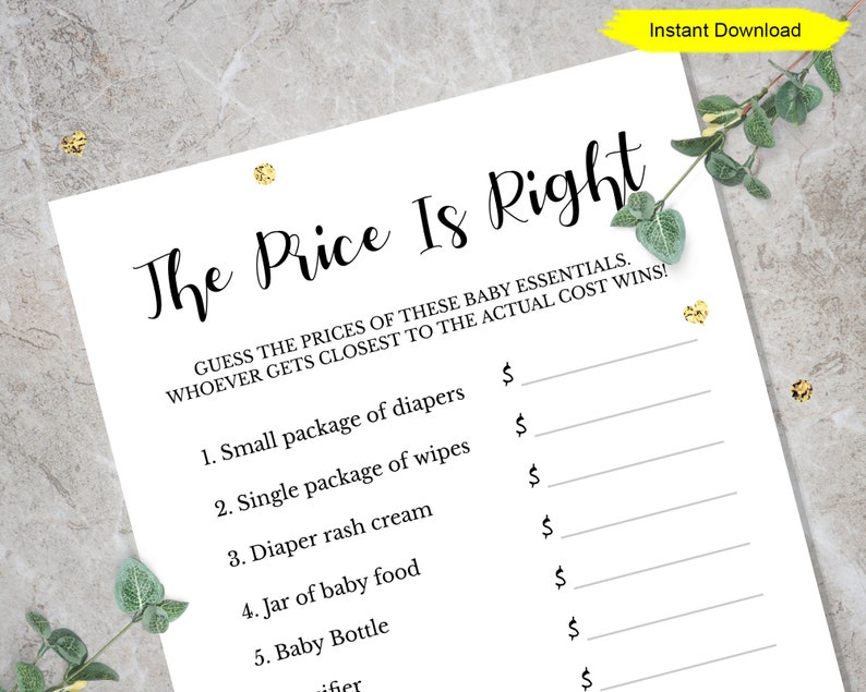 EDITABLE The Price Is Right Baby Shower Game INSTANT Etsy