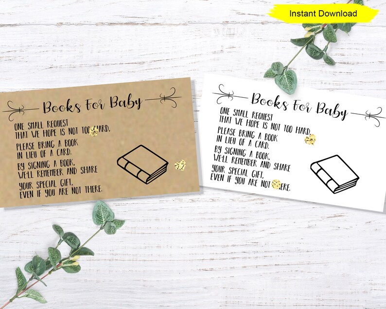 Books for Baby Invitation Insert INSTANT DOWNLOAD Etsy