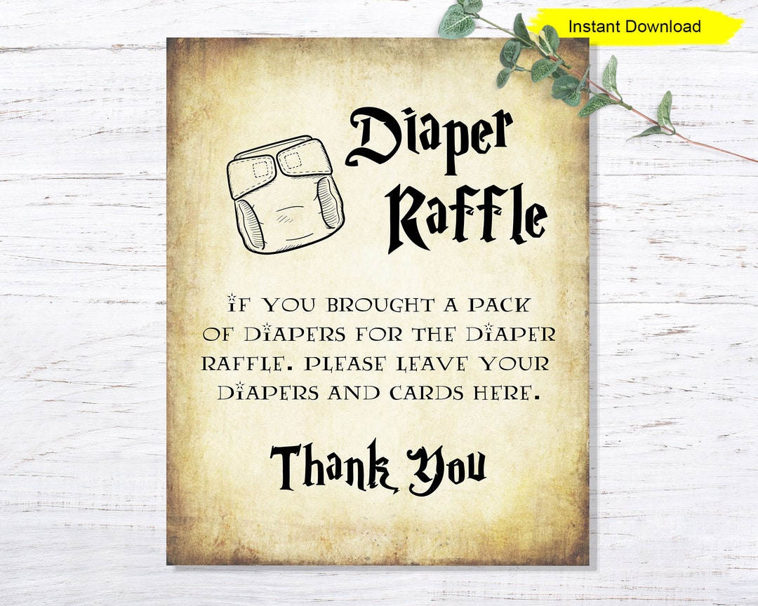 Diaper Raffle Sign - INSTANT DOWNLOAD - Printable Digital Couples Co Ed ...