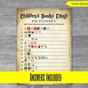 Halloween Children's Book Emoji Game INSTANT DOWNLOAD baby shower digital printable wizard antique craft image 2