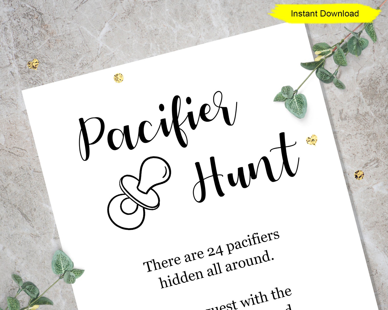 Pacifier Hunt Game INSTANT DOWNLOAD Printable Digital Baby | Etsy