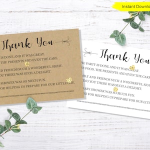 Cartão de agradecimento para chá de bebê - DOWNLOAD INSTANTÂNEO - placa digital para chá de bebê para impressão, preencha o espaço em branco