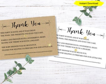 Baby Shower Thank You Card - INSTANT DOWNLOAD - printable digital baby shower sign fill in the blank