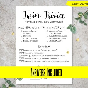 Kraft Twins Trivia Game - INSTANT DOWNLOAD - Printable Digital Baby ...