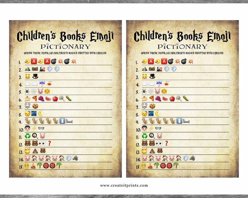 Halloween Children's Book Emoji Game INSTANT DOWNLOAD baby shower digital printable wizard antique craft image 3