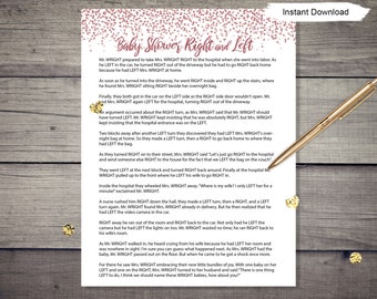 Rose Gold Baby Shower Right and Left Game - INSTANT DOWNLOAD - baby shower party printable digital pink glitter confetti girl