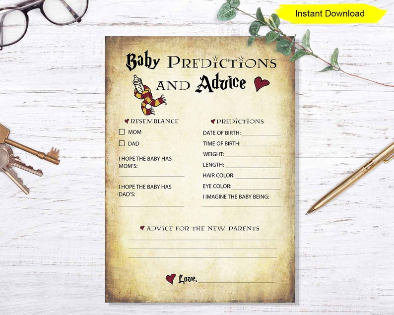 Halloween Baby Predictions and Advice Baby Shower Game INSTANT DOWNLOAD couples party sprinkle party printable digital wizard antique image 1