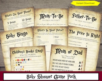 Halloween Baby Shower Game Pack - INSTANT DOWNLOAD - sprinkle party printable digital wizard