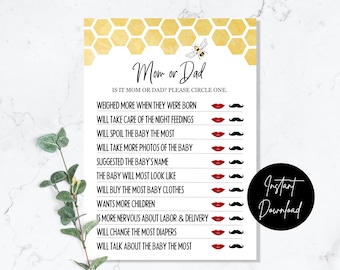 Mama To Bee Mom or Dad game - INSTANT DOWNLOAD - printable digital baby shower