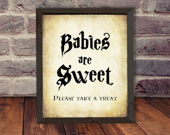 Antique Babies are Sweet Please Take a Treat Sign - INSTANT DOWNLOAD - baby shower party printable digital sprinkle party print wizard