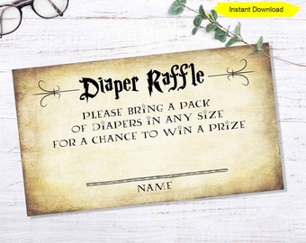Antike Windel-Raffle-Einladungsbeilage – SOFORT-DOWNLOAD – druckbare digitale Einladungskarte für Paare, Co-Ed-Dusche, Sprinkle-Party, Babyparty