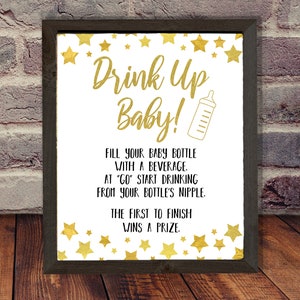 Twinkle Twinkle Little Star Bottle Chug Game - INSTANT DOWNLOAD - gold stars baby shower printable digital print drinking game couples