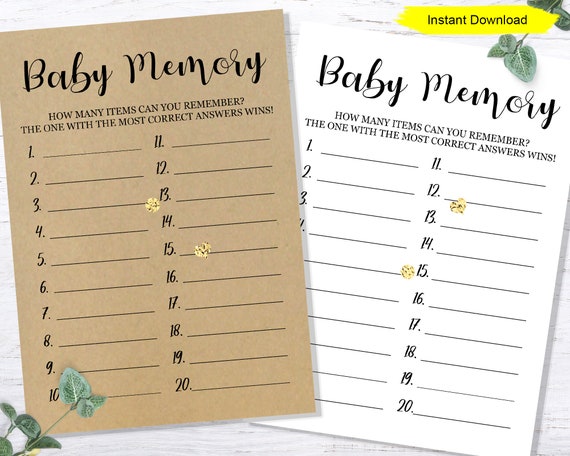 Kraft Baby Memory Game - INSTANT DOWNLOAD - printable digital baby ...