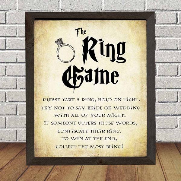 Antique The Ring Bling Game - INSTANT DOWNLOAD - printable digital bridal shower wedding bachelorette party bar print sign rustic hen