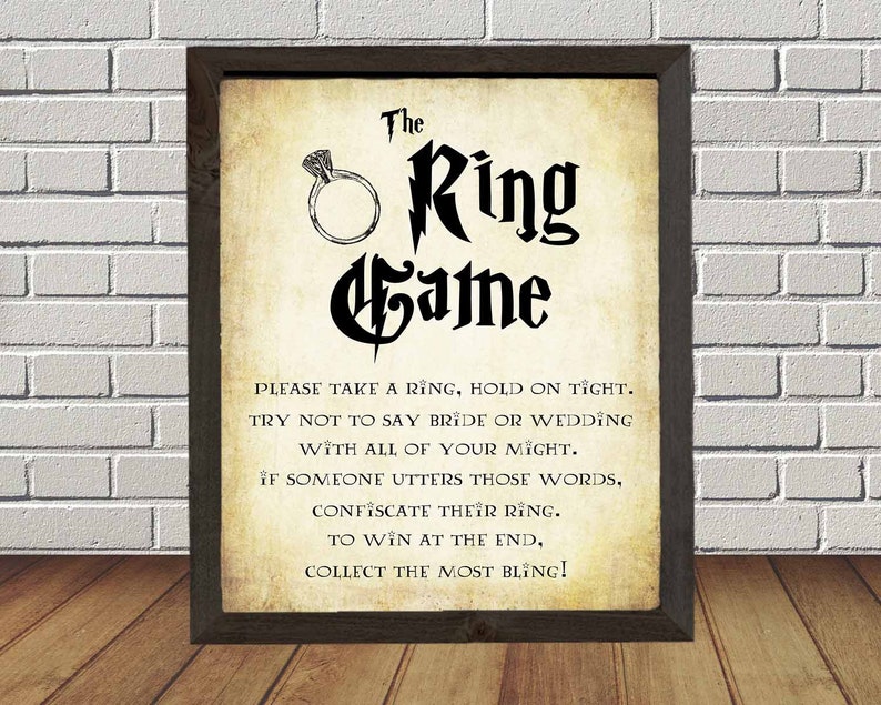 Antique The Ring Bling Game - INSTANT DOWNLOAD - printable digital bridal shower wedding bachelorette party bar print sign rustic hen image 1