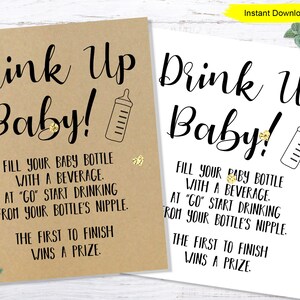 Bottle Chug Baby Shower Game - INSTANT DOWNLOAD - printable digital baby shower game