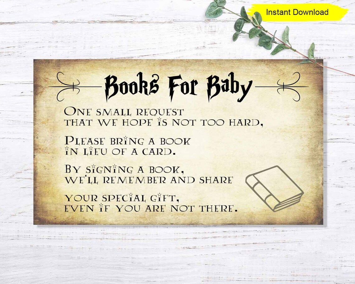 Books for Baby Invitation Insert INSTANT DOWNLOAD Etsy