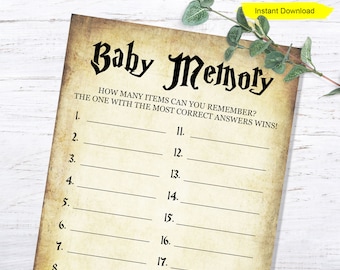 Halloween Baby Memory Game - INSTANT DOWNLOAD - baby shower potter printable digital antique sign tray guess magical