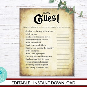 Juego &quot;Encuentra al Invitado&quot; - DESCARGA INSTANTÁNEA - Imprimible digital para baby shower, mago gótico antiguo, corjl editable