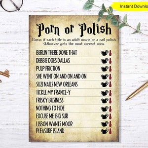 Halloween Porn or Polish game - INSTANT DOWNLOAD - bridal shower bachelor bachelorette party printable digital - includes a clean version image 1