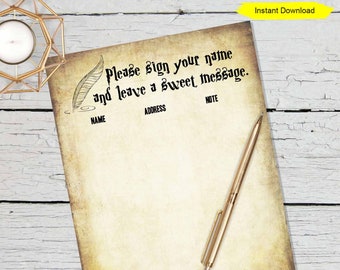 Guestbook Scrapbook page - INSTANT DOWNLOAD - baby shower printable digital bridal shower sprinkle party note message address guest book